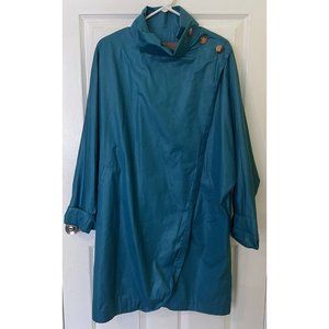 Rutland Inc. Vintage Women's  Batwing Dolman Trench Coat Blue Teal
